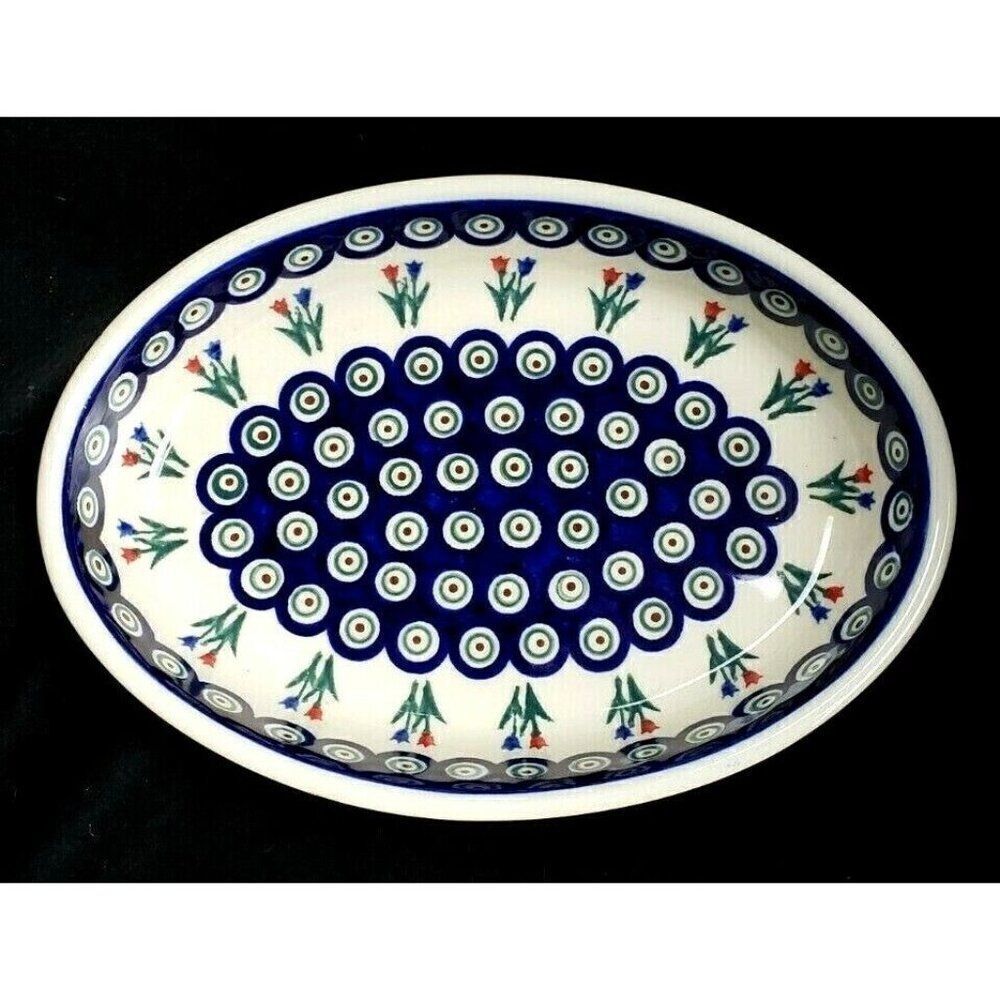 Ceramika Artystyczna Boleslawiec Polish Pottery 11" Ceramic Oval Baker Handmade